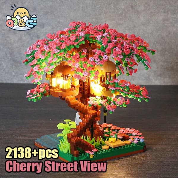 Cherry Blossom Mini Sakura Tree Building Blocks Set - DIY Light Treehouse Model Present för henne