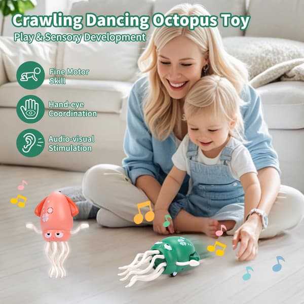 2025 Interactive Dancing Squid Toy for Toddlers - Light, Music & Tummy Time Fun Present
