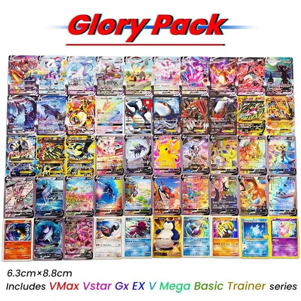 Ny Flash Pocket Series Glory pack VMax Vstar Gx EX V Mega Basic Trainer Series Barnfödelsedagspresentsamling Battle Cards