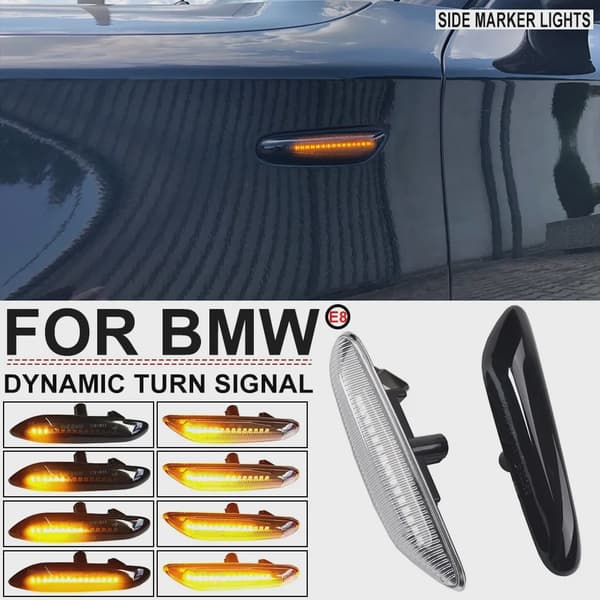2 st. strömmande vattenblinker LED dynamisk blinkersljus för BMW E60 E61 E90 E91 E81 E83 E84 E92 sidomarkeringsblinkande indikator