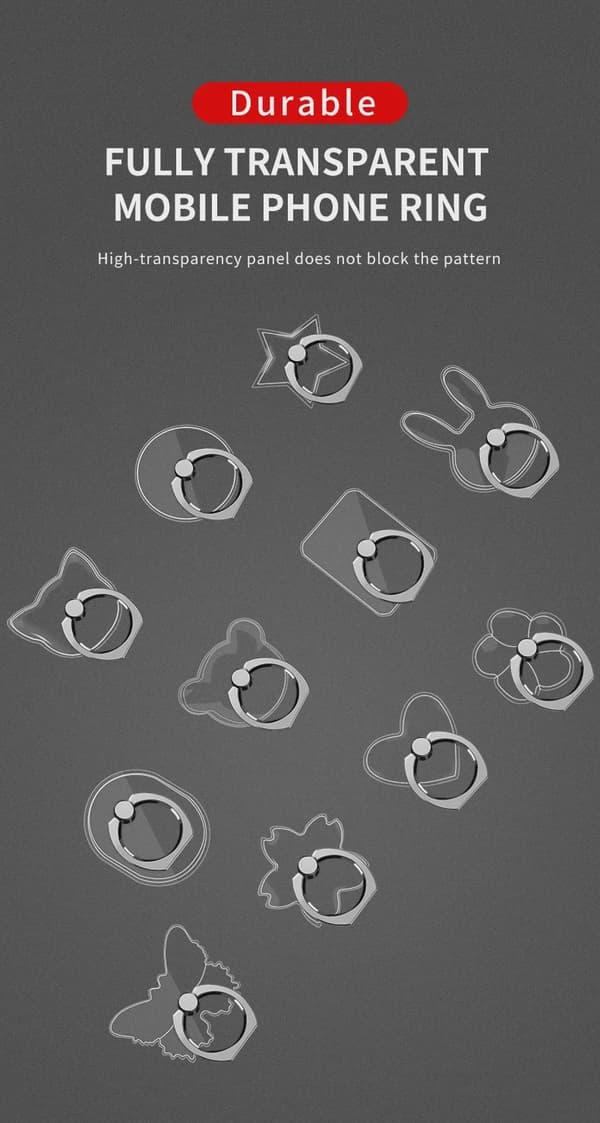 Universal Magnetisk Fingerring Telefonholder Stativ til iPhone 13 Max 8 Transparent