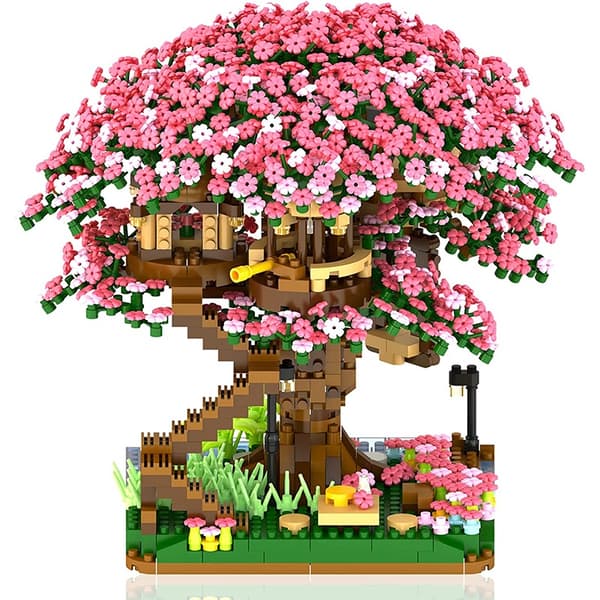 Cherry Blossom Mini Sakura Tree Building Blocks Set - DIY Light Treehouse Model Present för henne