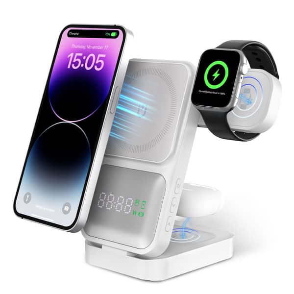 3-i-1 foldbar trådløs opladerstander Qi2 Type-C adapter til iPhone 16 15 Pro Max