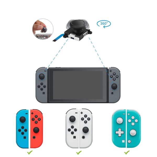 Joycon Joystick Udskiftning til Switch NS / Switch Lite / Switch OLED Venstre Højre Controller Reparationsdele 3D Analog Thumb Stick