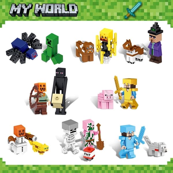 MOC29 Minecraft Educational Building Blocks Toy - Rolig Pixel Doll Present för barnens dag