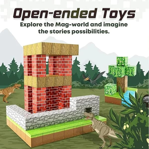 Magnetiske byggeklodser sæt til børn 3+ - Mine World Magnet Cube Stabling Construction Legetøj