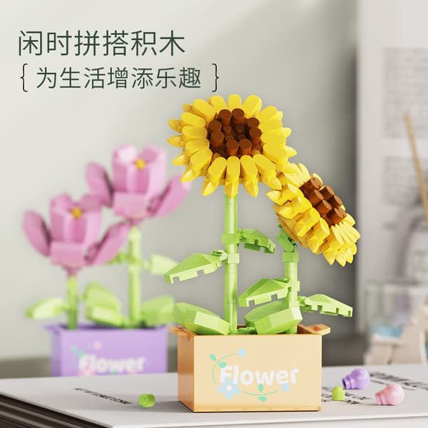 Mini DIY Blombukett Byggklossar Set för barn och vuxna - Creative Construction Gift
