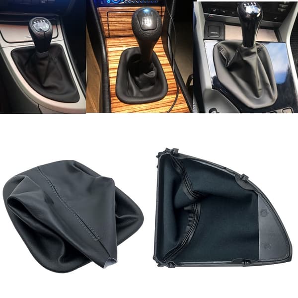 Läderväxelspaksknopp Gaiter Boot Cover Frame Spaken Shifter Krage För BMW E36 3-serie E30 E34 E39 E81 E82 E87 E88