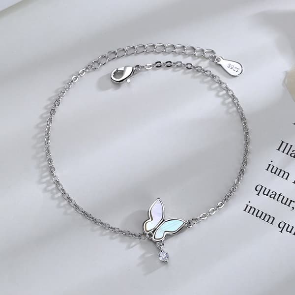 VENTFILLE 925 Silver Diamond-Dudded Butterfly Armband Dammode Temperament Blomma Justerbart armband