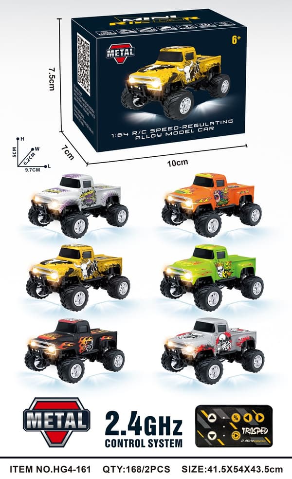 1:64 Speed ​​​​Mini terrängfjärrkontroll Billegering Cool belysning Stötdämpning Bordsdator Tävlingsleksak Liten present