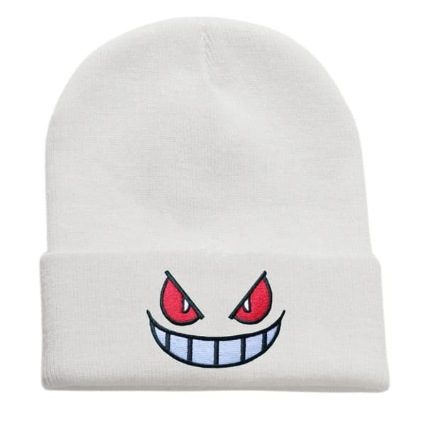 Broderad stickad mössa - populär anime tecknad design för höst/vinter värme