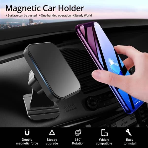 Magnetisk bilhållare för iPhone Samsung Luftventilsmontering Stativ GPS-stöd