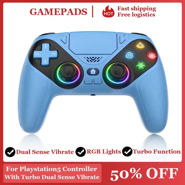 Trådløs controller til PS5/PS5 Pro/PS5 Slim/PC med Hall Joystick, dobbelt vibrations-gamepad, Turbo Dual Sense-programmering