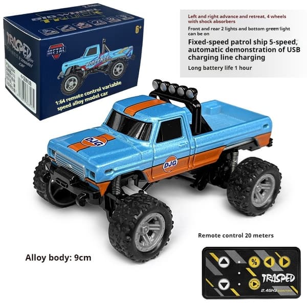 1:64 Speed ​​​​Mini terrängfjärrkontroll Billegering Cool belysning Stötdämpning Bordsdator Tävlingsleksak Liten present