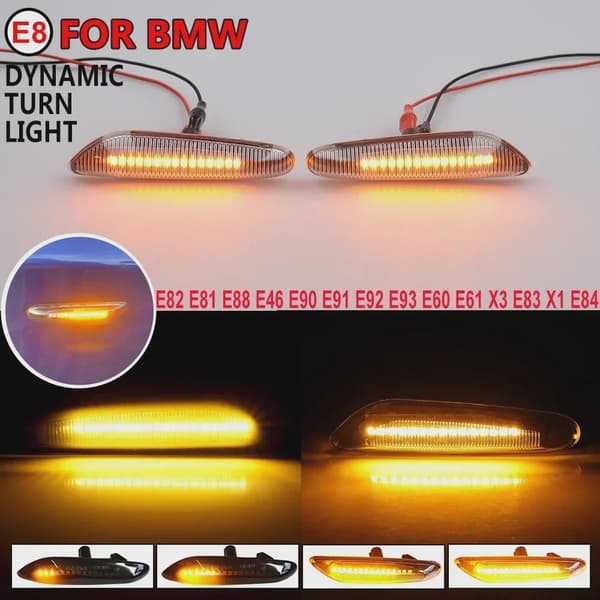 2 stk. dynamisk blinklys med LED-lys til BMW E60 E61 E90 E91 E81 E83 E84 E92 sidemarkeringsblinklys