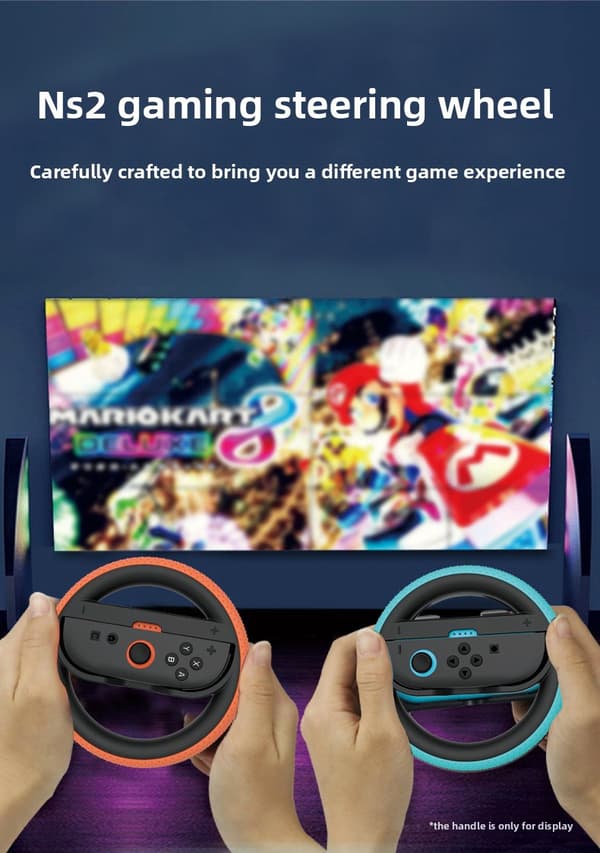 2 stk. rat til Switch 2 Joy-Con Controller Switch2 Joy-Con 2 Racing Wheel Hand Grip til Mario Kart World 8 Deluxe