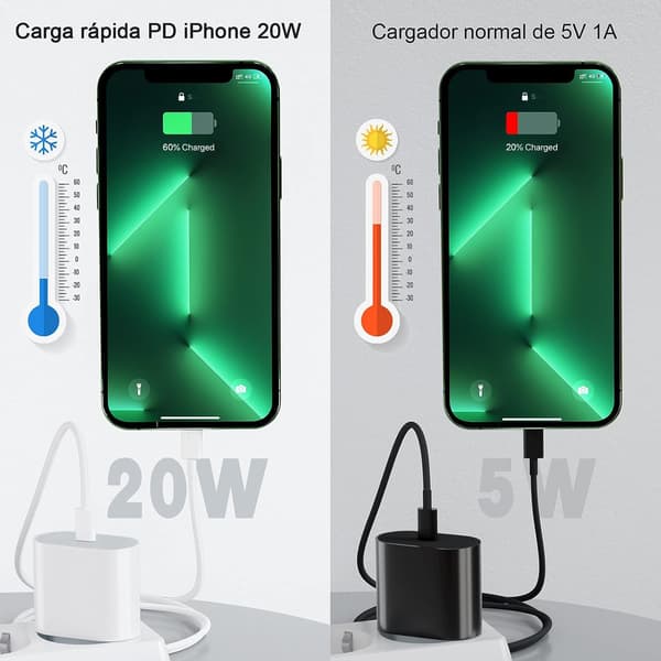 20W USB-C Strömadapter snabbladdare iPhone + 1M Lighting Kabel