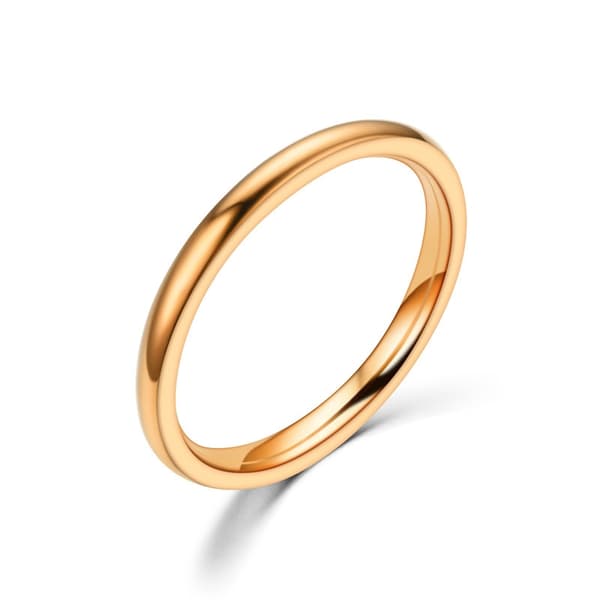 2 mm tynde rustfrit stål ringe Rose guld mode simple titan stål ringe til kvinder pige gaver