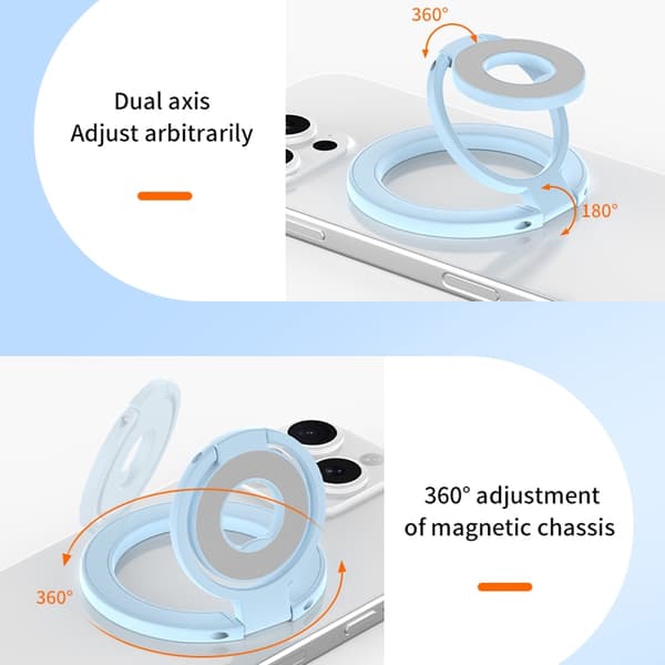 MagSafe dobbeltsidet magnetisk telefonringholder, foldbart stativ, grebbeslag til iPhone