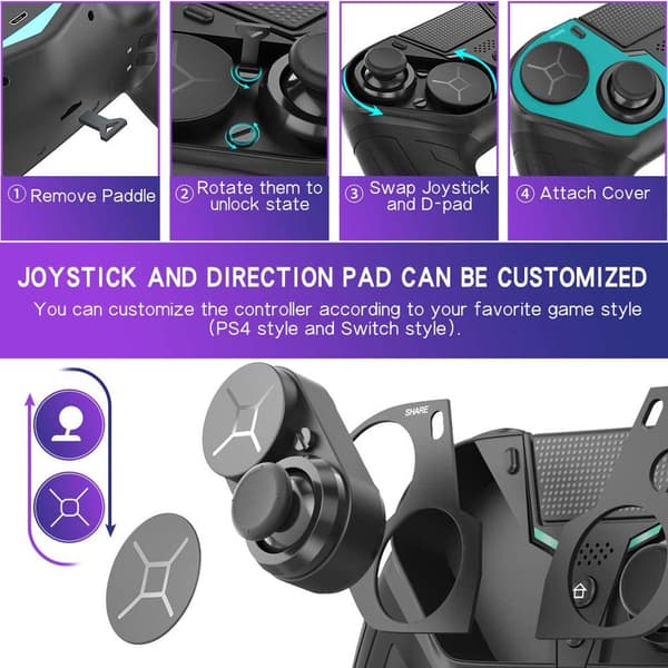 Controller til PS4 PS3 PS Playstation 4 3 PC-kontrol Trådløs Bluetooth Mobil Android TV Gamepad Gaming Game Pad Joystick Telefon