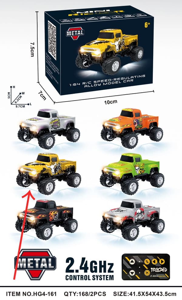 1:64 Speed ​​​​Mini terrängfjärrkontroll Billegering Cool belysning Stötdämpning Bordsdator Tävlingsleksak Liten present