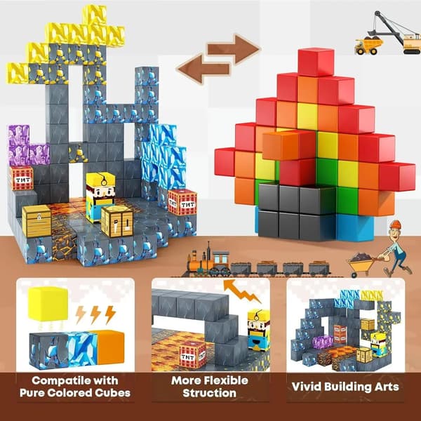 Magnetiske byggeklodser sæt til børn 3+ - Mine World Magnet Cube Stabling Construction Legetøj
