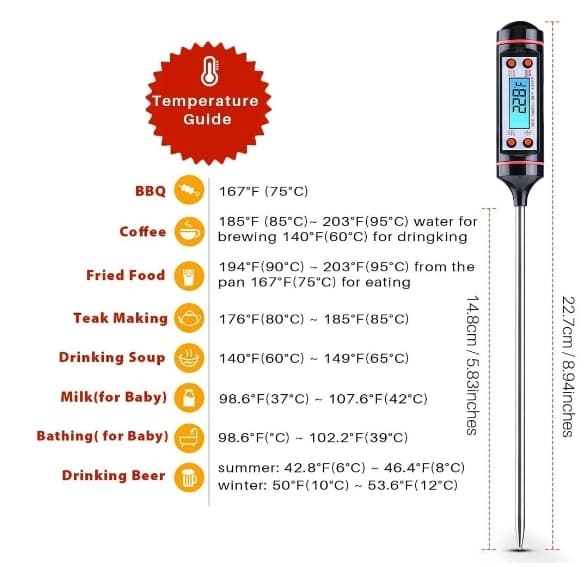 Digital Kökstermometer för Mat BBQ Vätskor Stektermometer