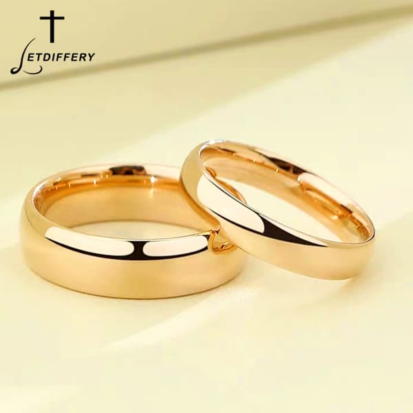 Letdiffery Simple 2/4/6/8mm rustfrit stål vielsesringe Golden Glat Kvinder Mænd Parring Modesmykker
