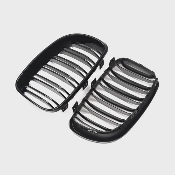 Bilfrontgitre Nyrer til BMW 1-SERIE E81 E82 E87 E88 5DR 3DR Blank Sort Nyrergitre Dobbelt Lamelle 2007-2013