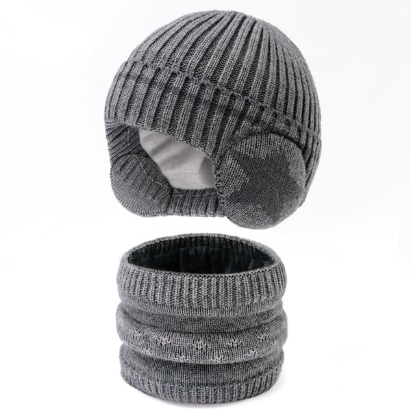 Varmt 2pc Kids Hat & Scarf Set - tyk vindtæt høreværn til efterår og vinter