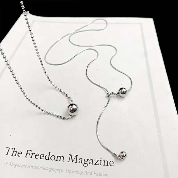 Rustfrit stål Sølvfarvede Perlehalskæder til Kvinder Mode Metal Pull Lang Snake Bone Chain Halskæder Smykker Festgaver