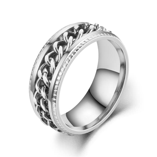 Mode 8mm Spinner Ring Til Mænd Kvinder Rustfrit Stål Cubansk Kæde Spinner Fidget Band Release Angst Ringe Smykker Engros