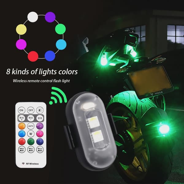 RGB LED-skootterin strobovalot langattomat pyörän vilkkuvalot sijainnin varoitustarvikkeet