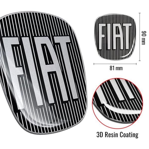 Fiat 3D Replacement Black Logo Sticker för Doblò, Fram + Bak