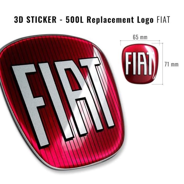 Fiat 3D Replacement Logo Sticker för 500L, fram och bak