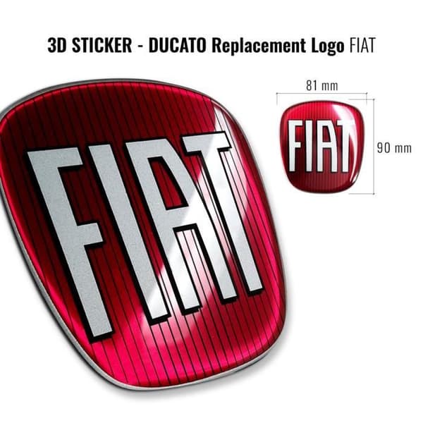 Fiat 3D Replacement Logo Sticker för Ducato, fram och bak