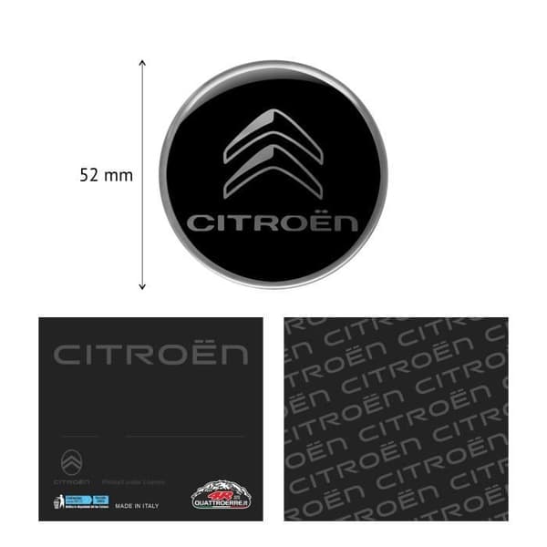 cCitroën 3D-logodekal, svart, 52 mm