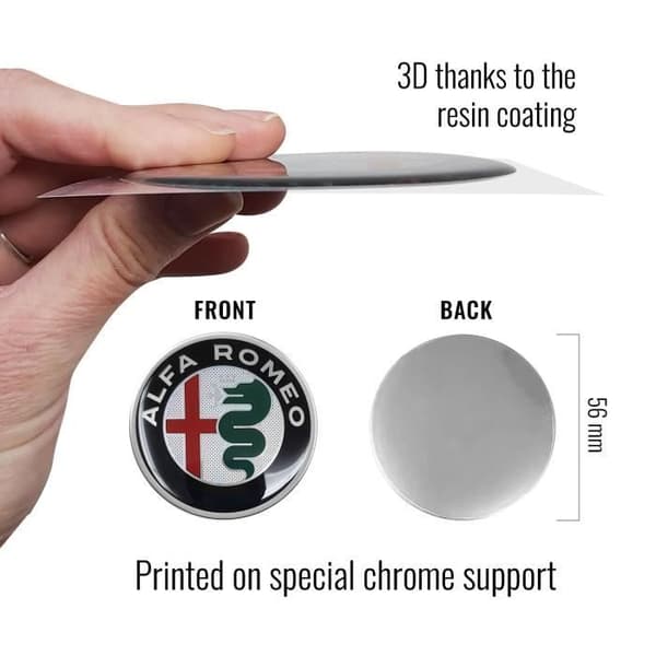 3D Alfa Romeo Logotypdekal, 56 mm