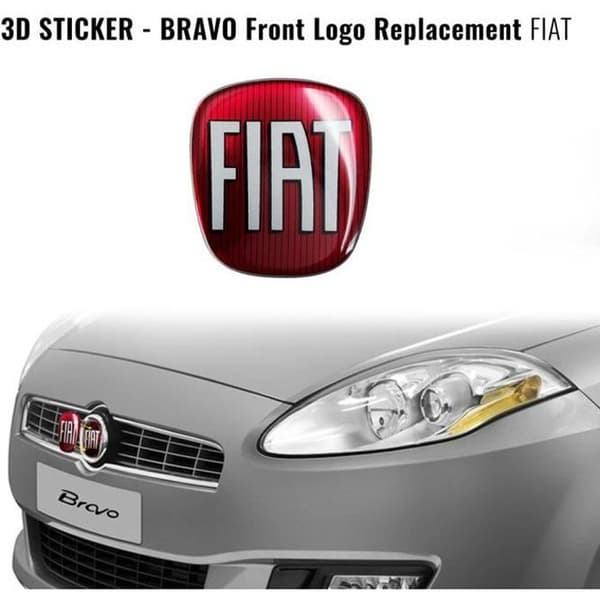 Fiat 3D Replacement Logo Sticker för Bravo, Front