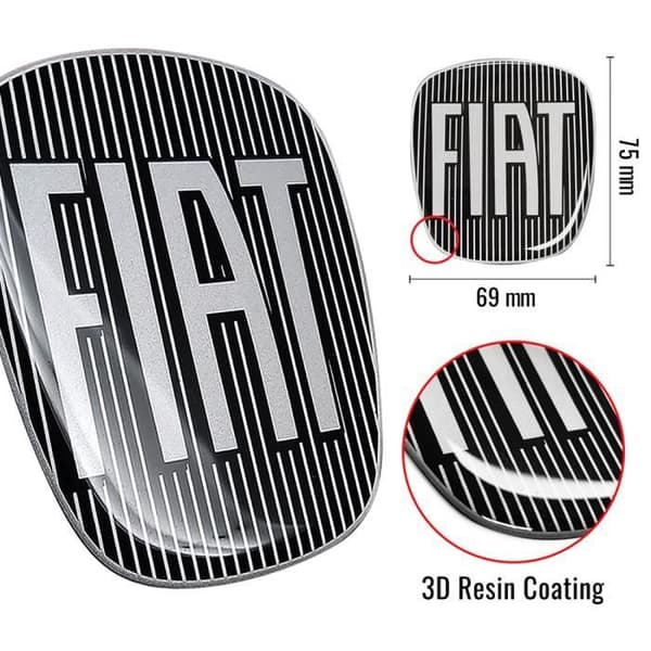 Fiat 3D Replacement Black Logo Sticker för 500X, fram