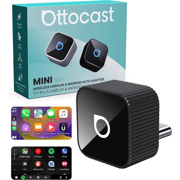 Ottocast Mini Slim USB-C – Trådlös CarPlay & Android Auto Adapter