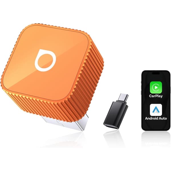 Ottocast Mini Slim – Langaton CarPlay & Android Auto Adapteri (Orange)