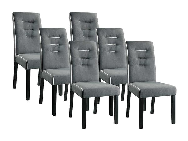 Vente-unique - Set med 6 stolar i tyg och gummiträ - Grå - GABELLE