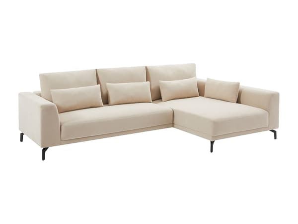 Vente-unique - Högervänd hörnfåtölj i beige texturerat tyg TILANIA