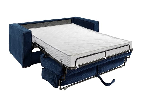 Vente-unique - LORETO 3-sits express bäddsoffa i midnattsblå manchester - 140 cm sovyta - 14 cm madrass