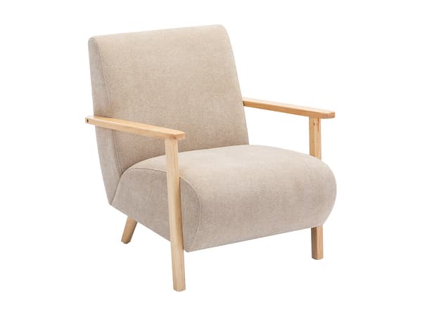Vente-unique - JULOMO fåtölj i beige tyg och trä