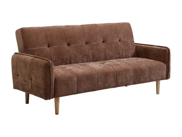 Vente-unique - 3-sits bäddsoffa click-clack i brunt tyg SONIATA
