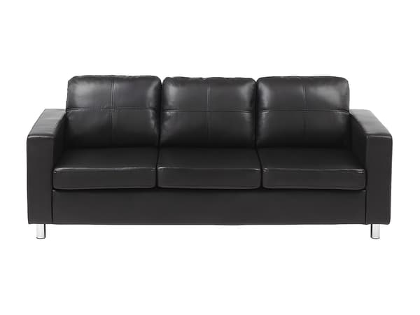 Vente-unique - 3-sitssoffa svart konstläder ACKLEY