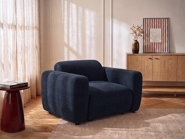 Vente-unique - Fåtölj i Blå Tyg - Maison Céphy POGNI