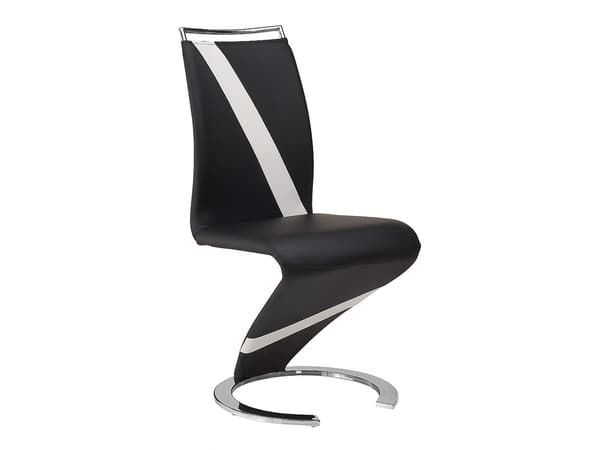 Vente-unique - Set med 4 TWIZY-stolar - Svart/vit läderimitation